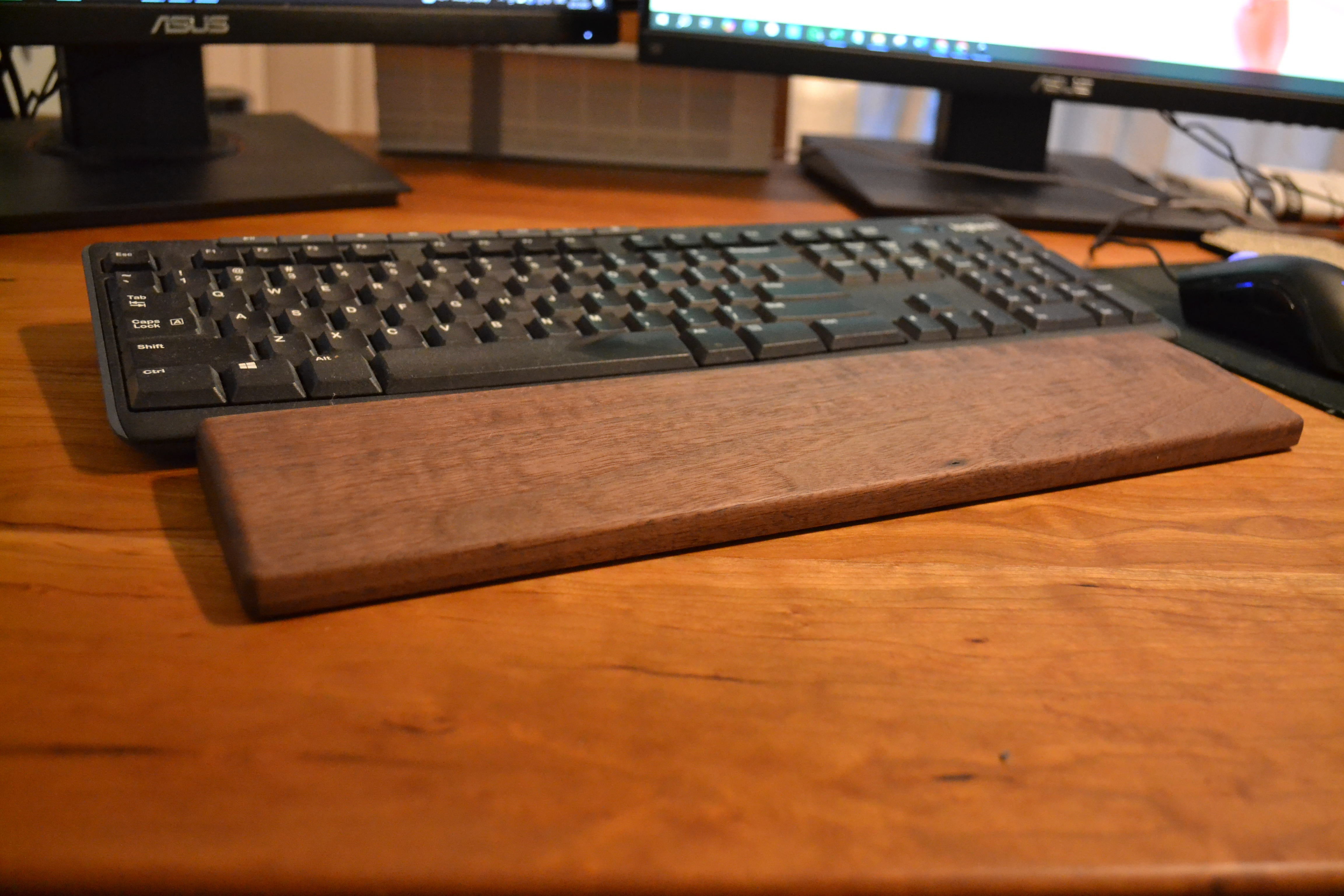 Hardwood, handmade keyboard wrist rest