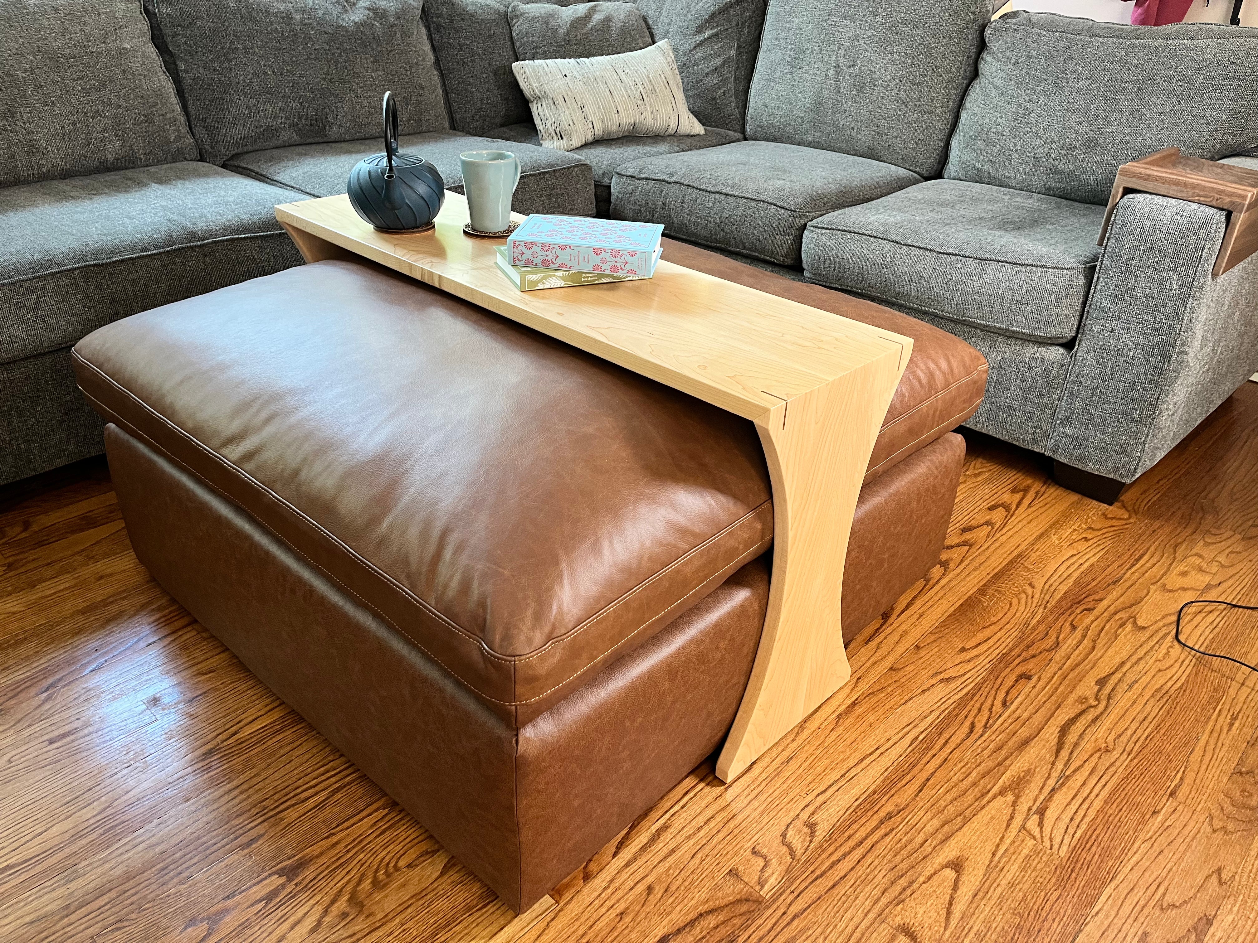 Gliding Hardwood Ottoman Table